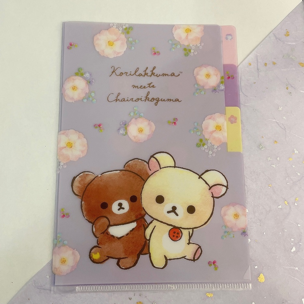 NEW San-X Rilakkuma Mini 3-Tab Plastic File Folder - Picture 2 of 4